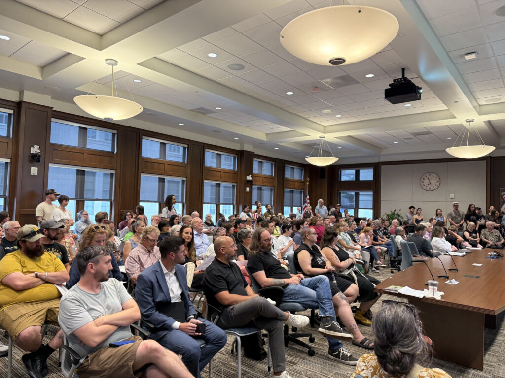 Group of people in a city council meeting